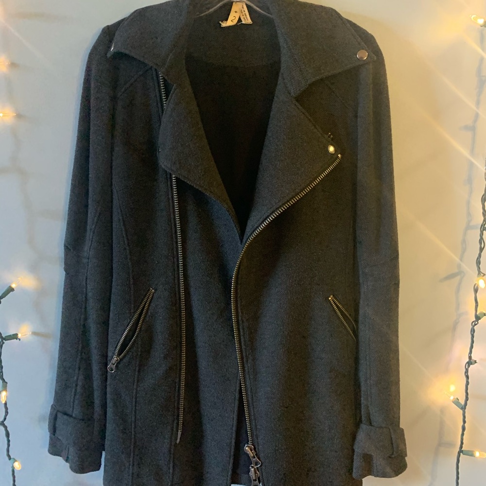Free people RARE grey zip up jacket